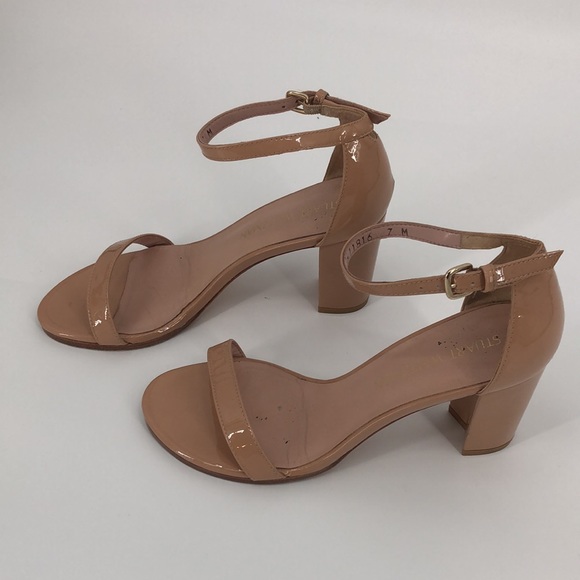 Stuart Weitzman Nudistsong High Heel Sandals - Adobe Patent Leather - Size 7.5 - Picture 10 of 14